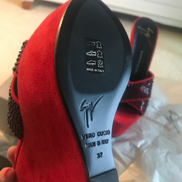 Giuseppe Zanotti Vibrant Red Crystal Wedges
